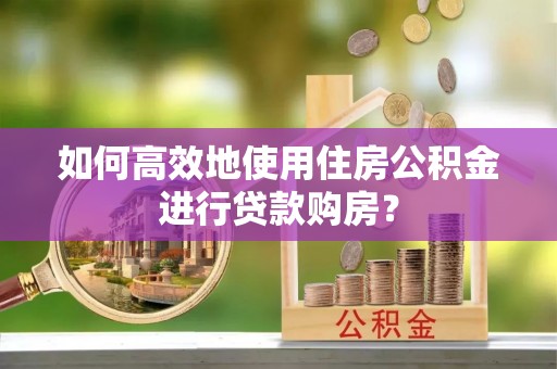 金山屯如何高效地使用住房公积金进行贷款购房？