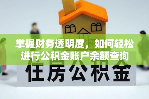 金山屯掌握财务透明度，如何轻松进行公积金账户余额查询